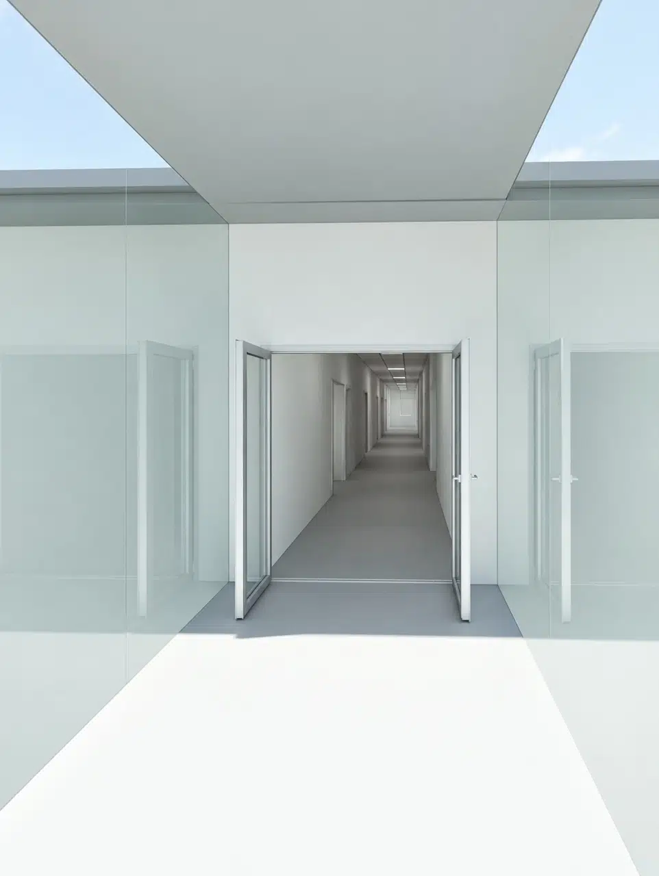 Visualización 3D de la pasarela acristalada