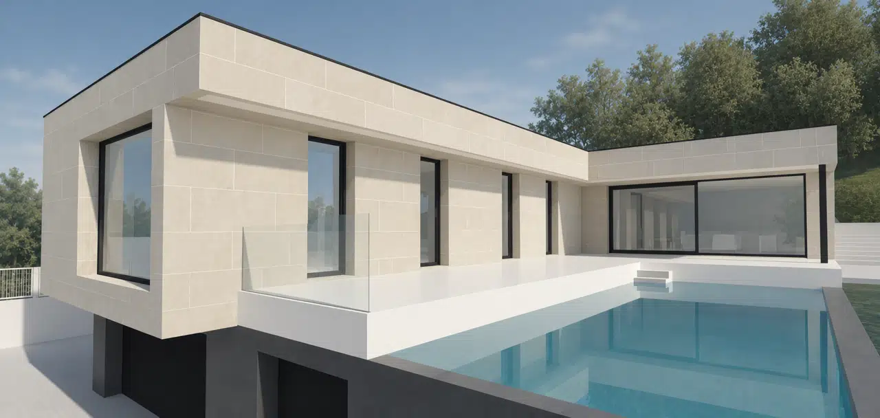 Visualización del proyecto: terraza y piscina